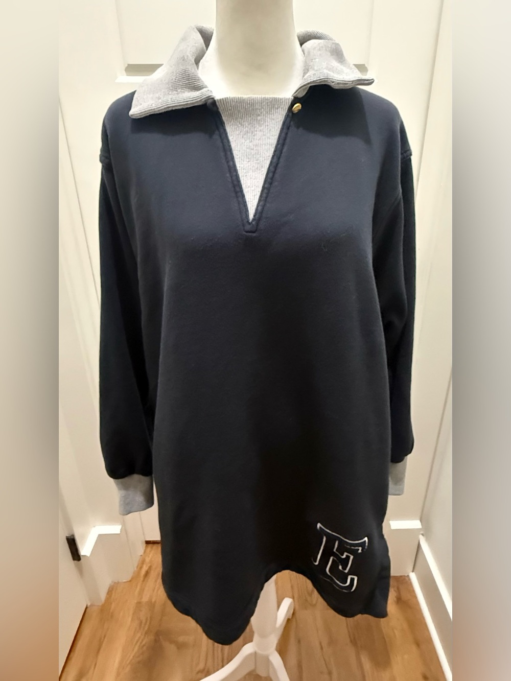 Escada Sport. Vintage Sweatshirt Dress/Tunic. Navy & Gray. Size Medium.